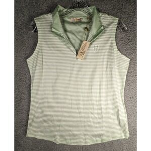Peter Millar NWT Large Womens Golf Patty Melange Zip Classic Sleeveless Top Aloe